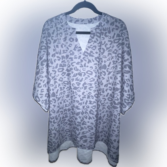 Women’s Gray Leopard Print Blouse Size 3X EUC Worn once - Picture 3 of 3